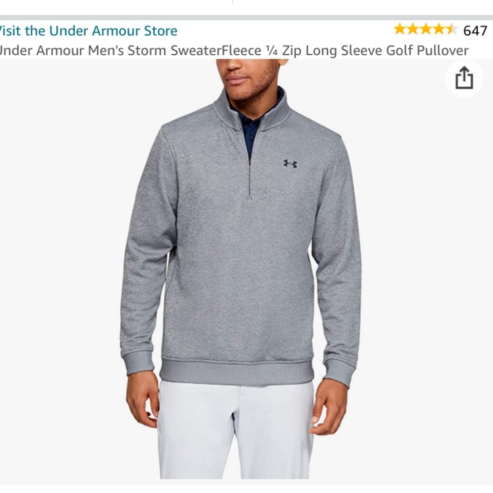 Under Armour Storm 1/4 Zip Gray long sleeve golf pullover. Excellent condition